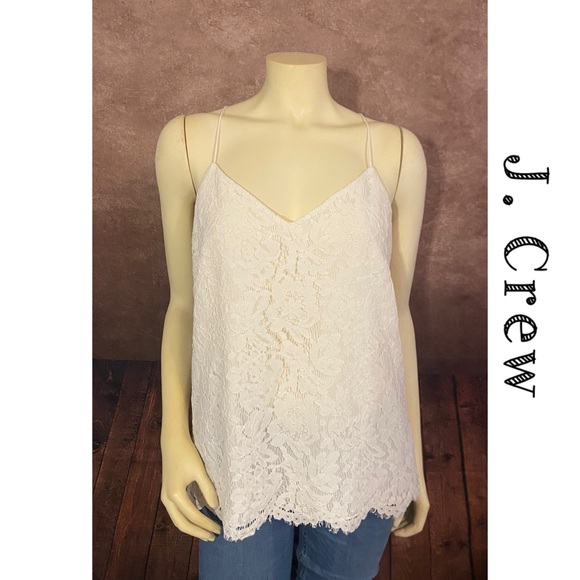 J. Crew Tops - J. Crew~Women’s white lace racer back tank/camisole~size 6T~EUC